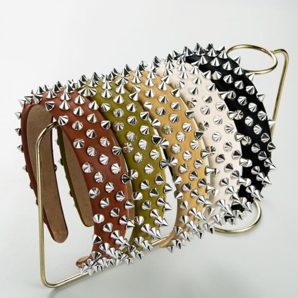 Punk Studded Headband Black Rock Hair Accessory Cosplay Halloween main image 3